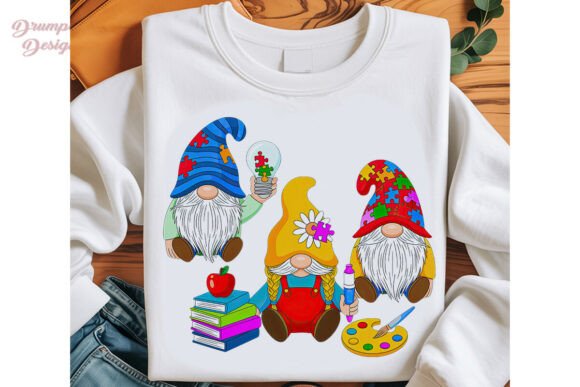 Autism Teacher Gnomes Sublimation Design