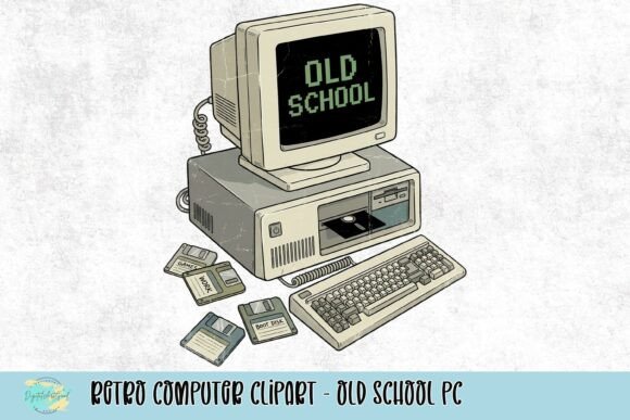 Retro Computer Clipart - Old School PC