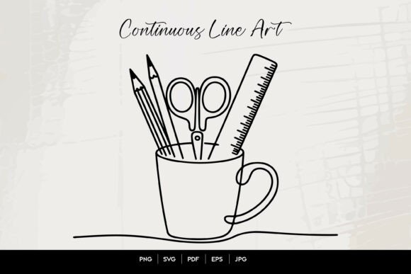 School Supplies Line Art SVG